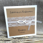 Preview: Personalisierte Einladungskarte Einladung Taufe Kommunion Konfirmation Spitze Fisch vintage Kraft Taupe