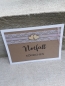 Preview: Schild Karte Notfallkörbchen vintage Hochzeit Spitze Kraft Karton Holzherzen einfach oder doppelt