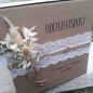 Preview: Briefbox für Geldgeschenke zur Hochzeit vintage rustikal Kraft Trockenblumen Trockenblumenstrauß personalisiert
