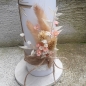 Preview: Taufkerze Kommunionskerze Konfirmation Kerze rustikal vintage taupe 25x8 cm natur Leinen Trockenblumen