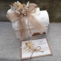Preview: Geschenkbox + Glückwunschkarte Trockenblumen Geldgeschenk Geburtstag Hochzeit vintage apricot lachs creme Jute