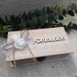 Preview: Personalisierte Geschenkbox Holz für Geldgeschenke / Gutscheine zur Kommunion, Konfirmation oder Taufe vintage