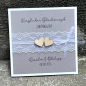 Preview: Personalisierte Glückwunschkarte zur Hochzeit - Kraft oder Taupe mit Spitze im Vintage-Stil
