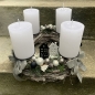 Preview: Besonderer Adventskranz grau weiss silber grau anthrazit schwarz rustic Kerzen