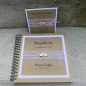 Preview: Gästebuch zur Hochzeit vintage Kraft Spitze Holzherzen natur 23x23 cm