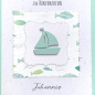 Preview: Einladungskarte Boot Schiff Fische mint silber B6 natur zur Kommunion Konfirmation Taufe Firmung