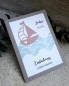 Preview: Einladungskarte Boot Schiff Mint Taufe Kommunion Konfirmation altrosa Kraft B6