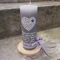 Preview: Gedenkkerze Trauerkerze rustic rustikal grau Hochzeit Hochzeitskerze Herzchen