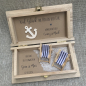 Preview: Geschenkbox aus Holz für Geldgeschenk Hochzeit Flitterwochen Urlaub Reise Reisekasse Urlaubskasse Hafen der Ehe Reisegutschein