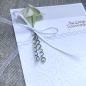 Preview: Edle Hochzeitskarte Glückwunschkarte zur Hochzeit weiß Geldkarte Geldtasche Callas gold