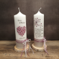 Preview: SET Hochzeitskerze Herz + Gedenkkerze Pusteblume creme berry altrosa gold silber