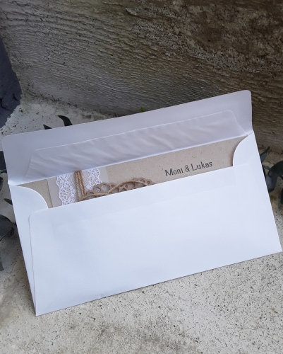 Einladungskarte zur Hochzeit vintage natural Kraft incl. Druck DINlang gefaltet