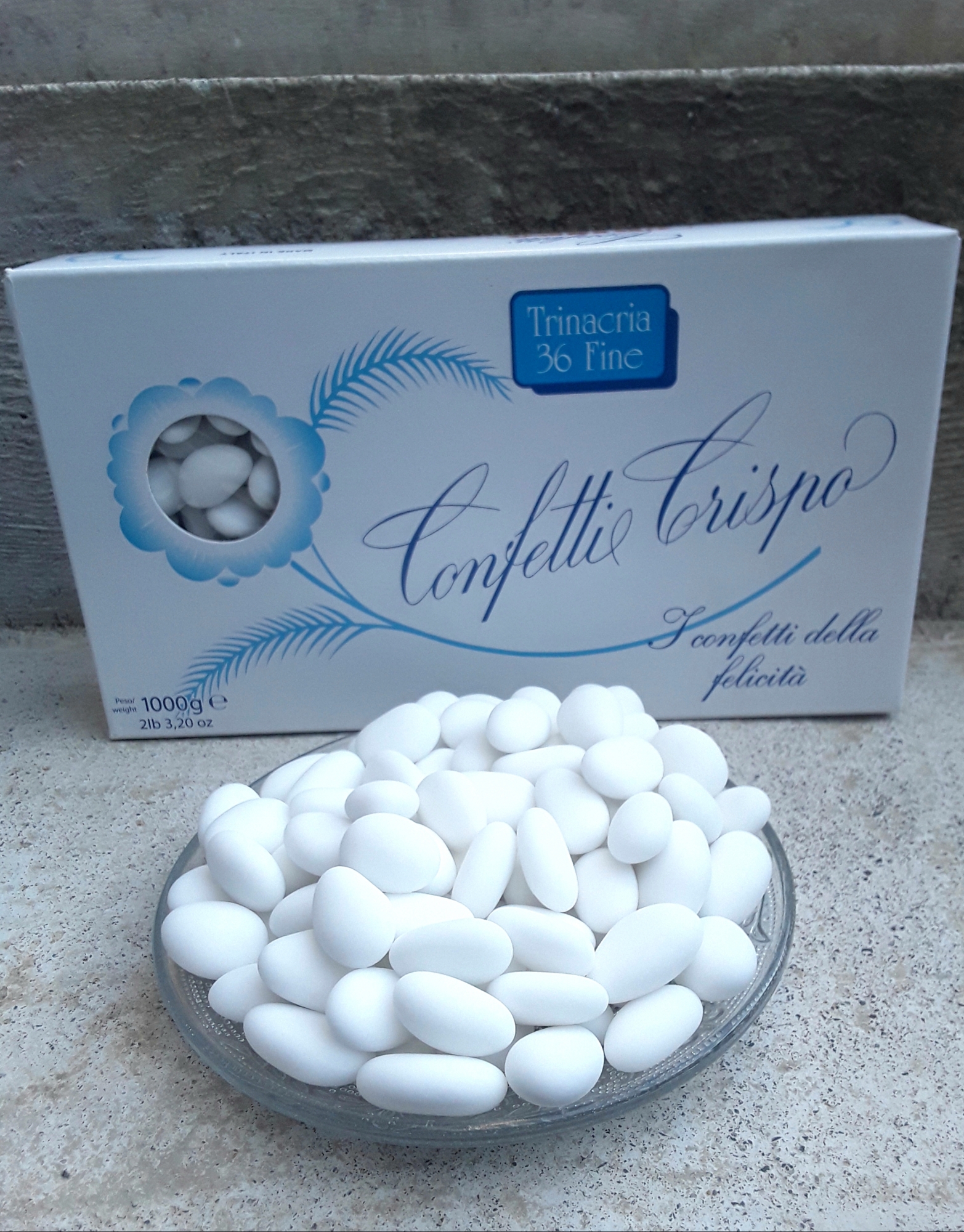 1 kg ITALIENISCHE HOCHZEITSMANDELN MANDELDRAGEES WEISS Confetti Crispo
