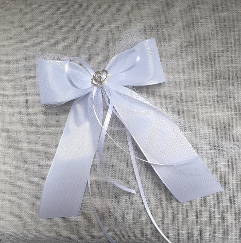 Glücksschleife Schleife Antennenschleife Dekoschleife Hochzeit weiß gold Tüll Karte