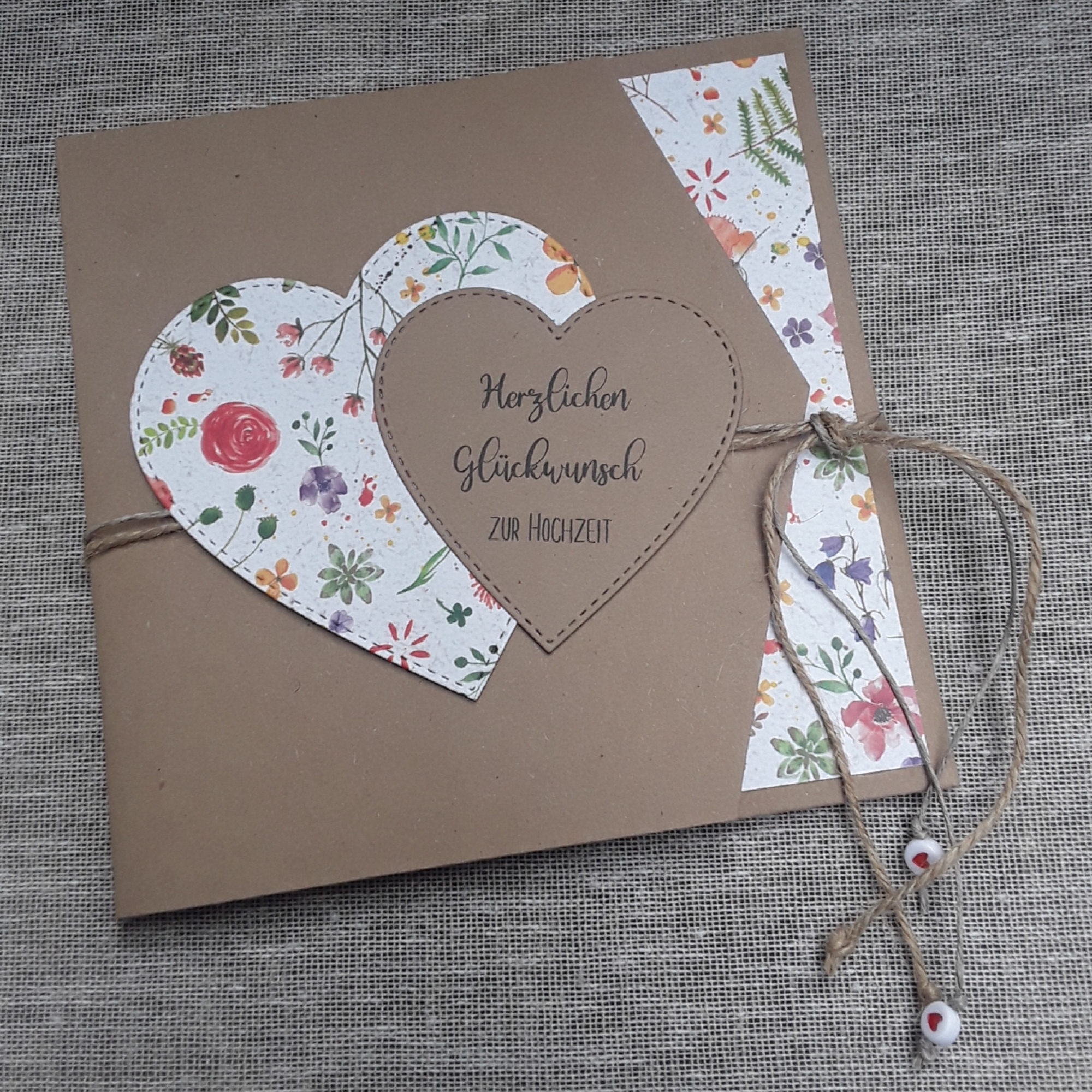 Besondere Geldkarte Glückwunschkarte Geldgeschenk zur Hochzeit personalisiert Kraft Blumenwiese Blumen Herzen 15,5x15,5 cm pocket folder