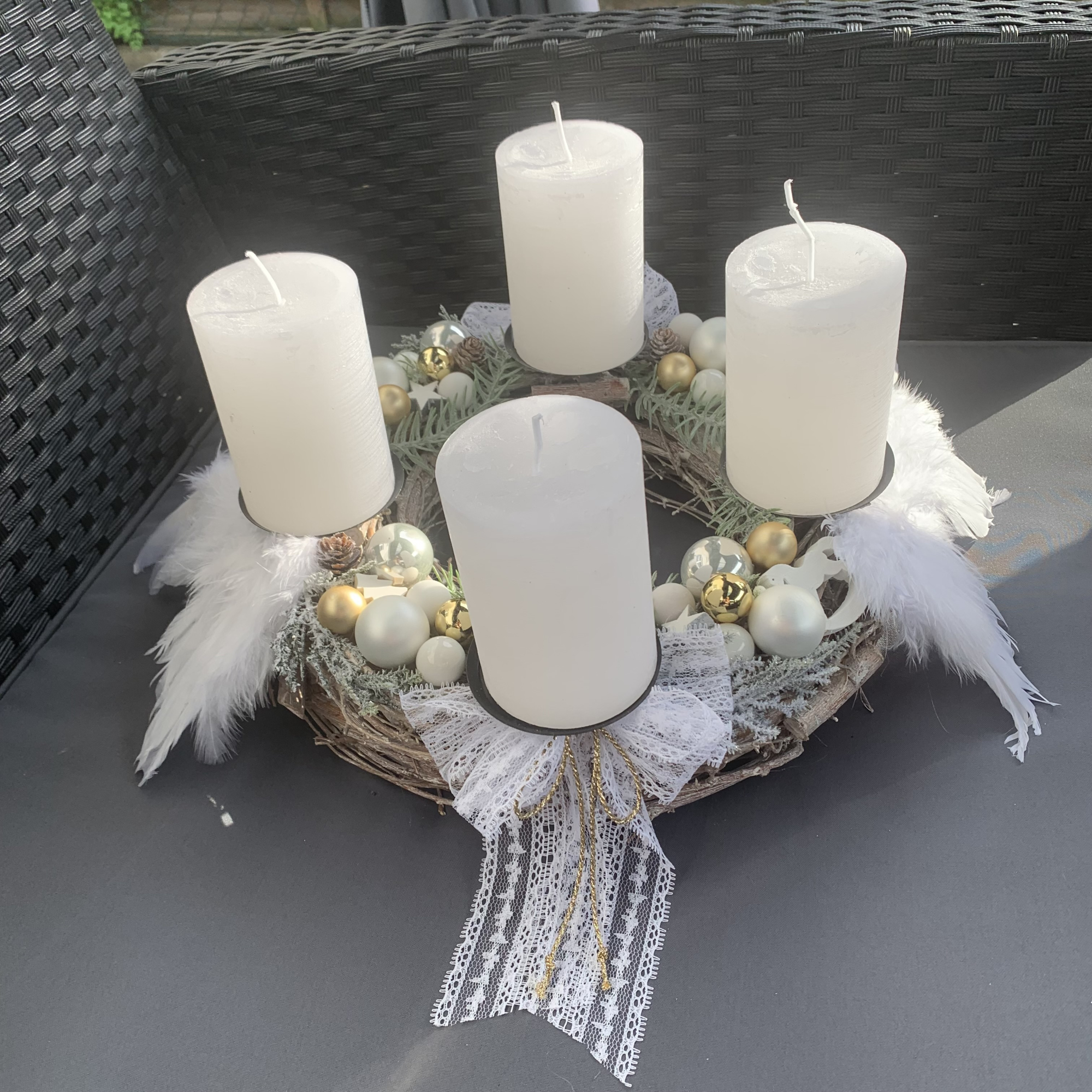 Adventskranz vintage shabby mint