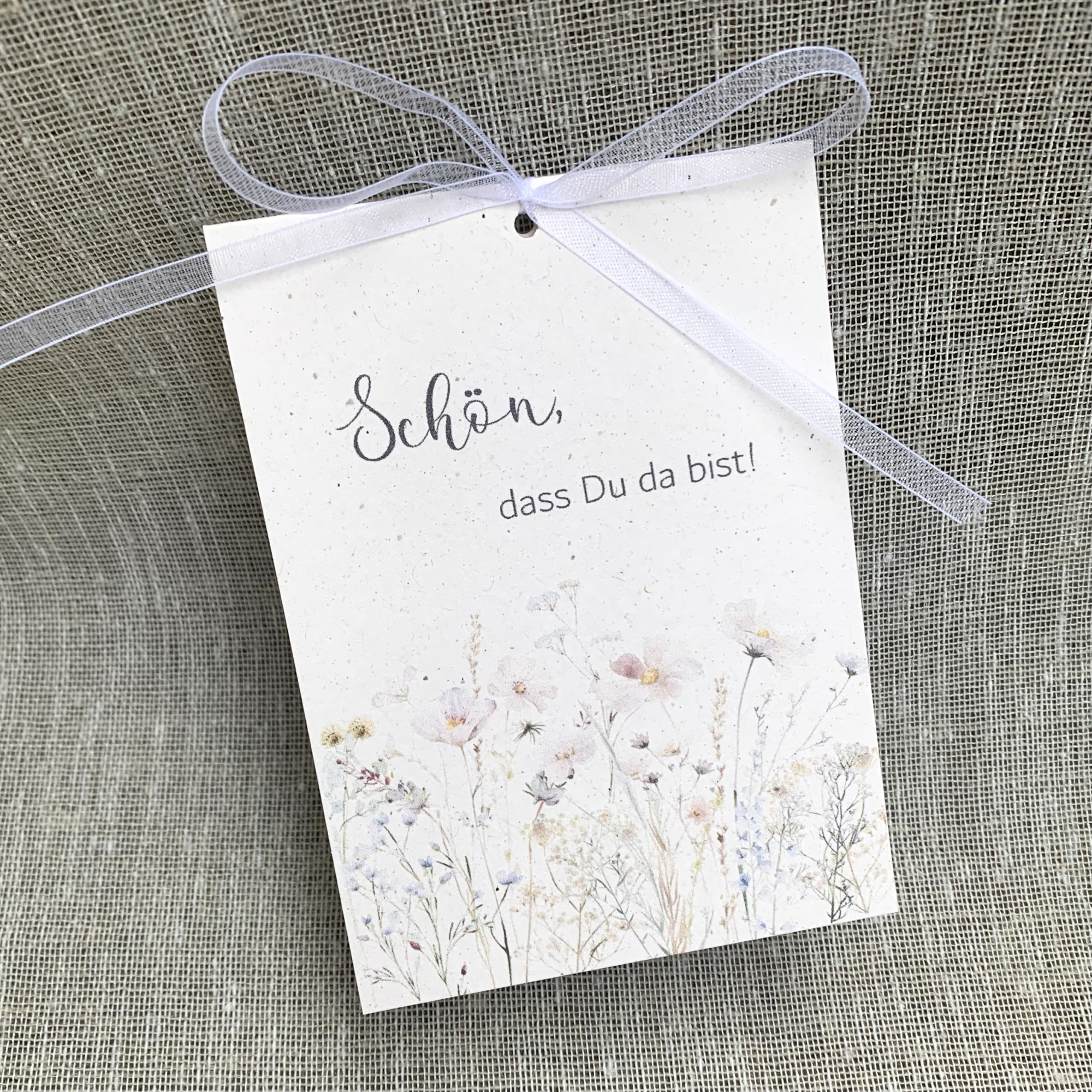 Gastgeschenk Blumensamen Wildblumen terra vanilla weiß weiss beige creme Taufe, Kommunion, Konfirmation, Firmung, Hochzeit, Jugendweihe