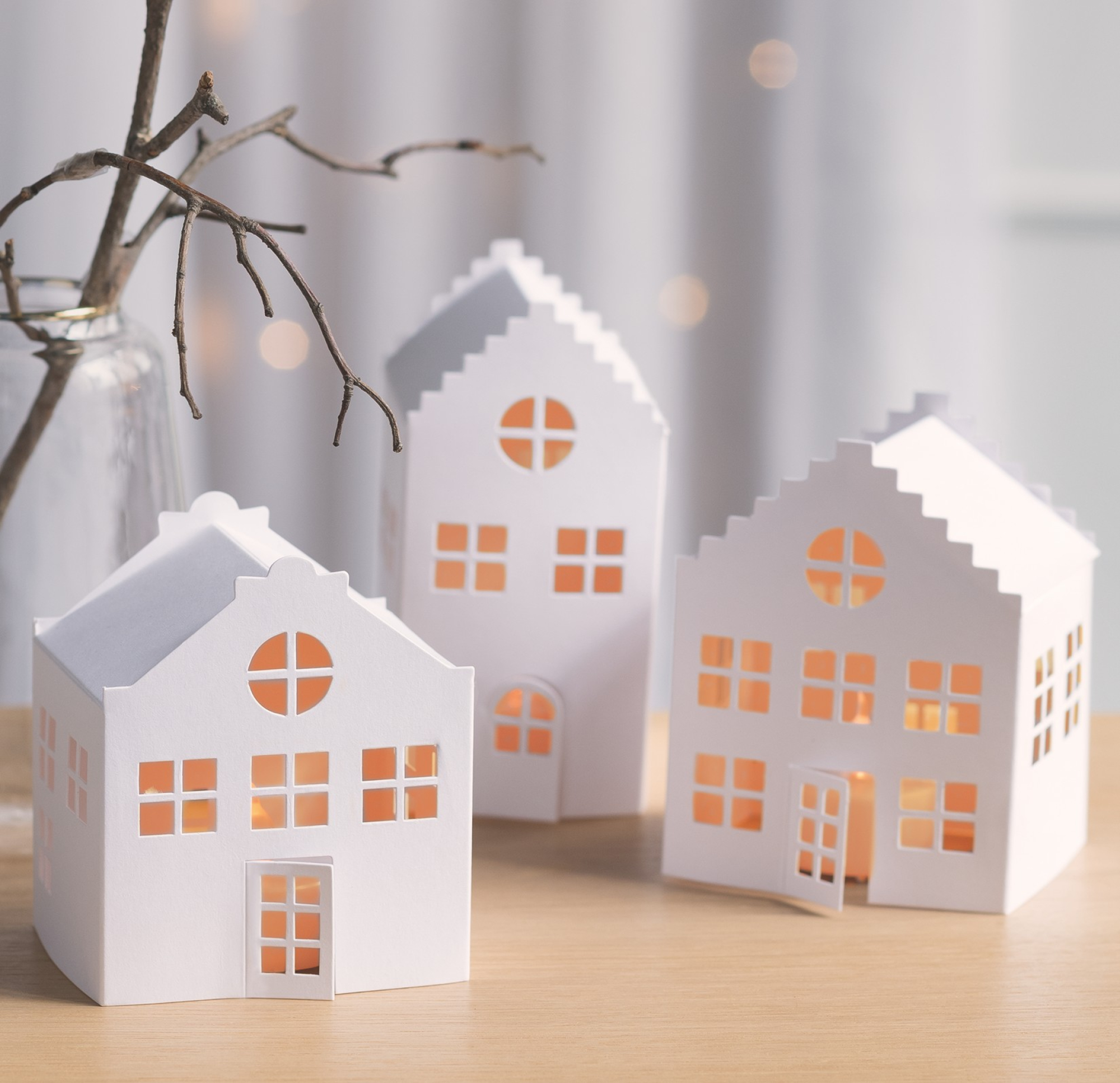 Lichthäuser-Set 3x Lichthaus aus Papier DIY Bastelset Weihnachtsdeko Advent Weihnachten Basteln Heyda Lichterdorf