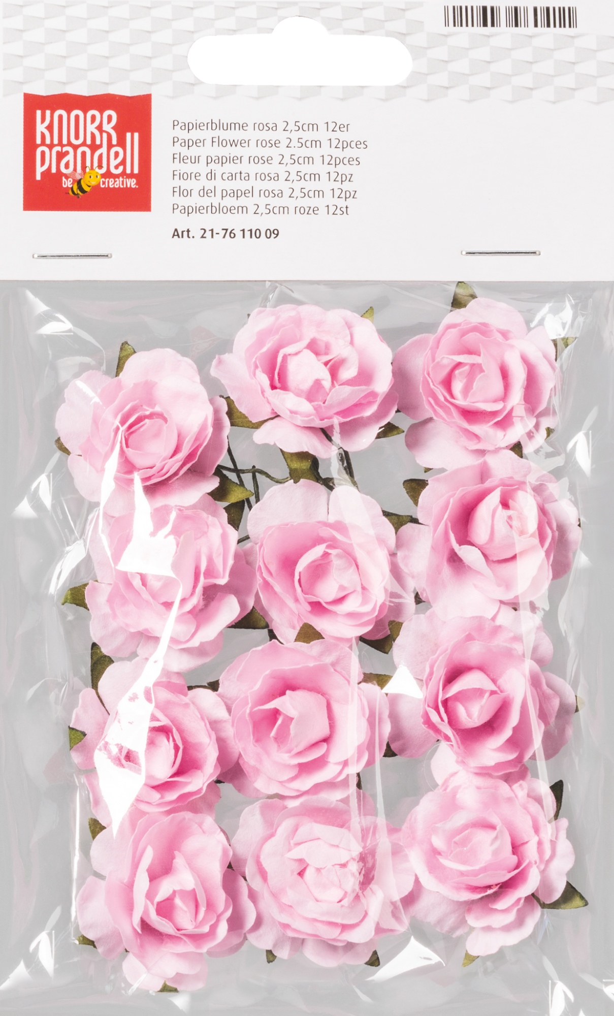 12 Papierrosen Papierblumen 2,5 cm 25 mm rosa Knorr Prandell