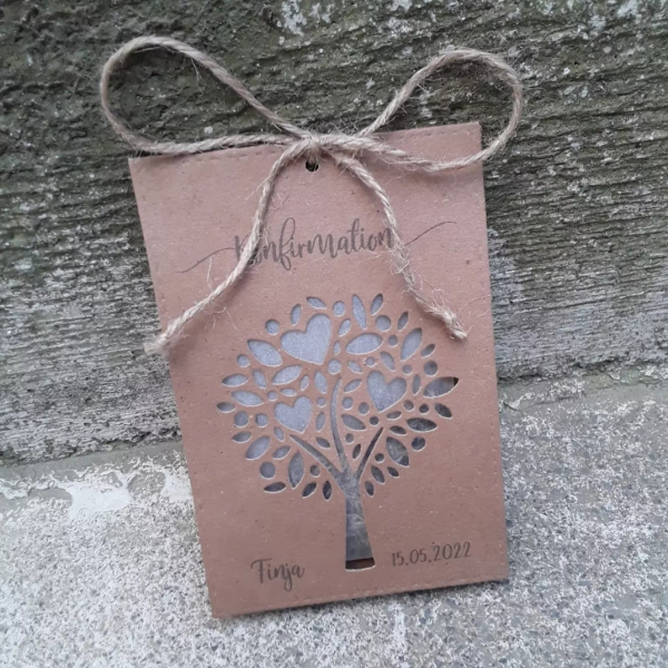 Gastgeschenk Blumensamen Lebensbaum natural vintage Papiertüte KRAFT Taufe, Kommunion, Konfirmation, Firmung
