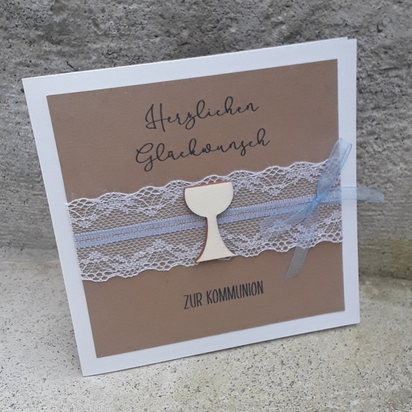 Glückwunschkarte personalisiert Kraft Spitze vintage Taufe Kommunion Konfirmation Firmung Geburt Geburtstag Jubiläum Hochzeit Genesung