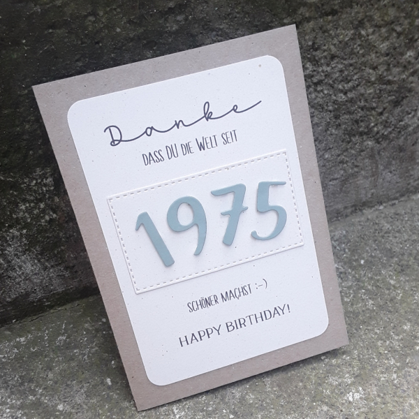 Glückwunschkarte zum Geburtstag Danke, dass Du die Welt seit ... schöner machst mit Geburtsjahr natur eukalyptus altrosa