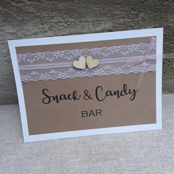 Schild Karte für Geschenketisch Snackbar Candybar Notfallkörbchen Gästebuch vintage Hochzeit Spitze