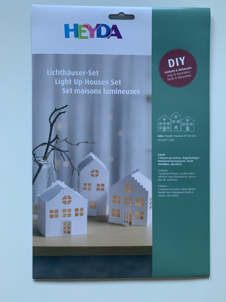 Lichthäuser-Set 3x Lichthaus aus Papier DIY Bastelset Weihnachtsdeko Advent Weihnachten Basteln Heyda Lichterdorf