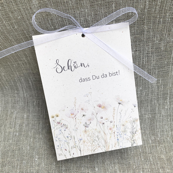 Gastgeschenk Blumensamen Wildblumen terra vanilla weiß weiss beige creme Taufe, Kommunion, Konfirmation, Firmung, Hochzeit, Jugendweihe
