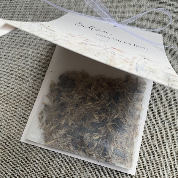 Gastgeschenk Blumensamen Wildblumen terra vanilla weiß weiss beige creme Taufe, Kommunion, Konfirmation, Firmung, Hochzeit, Jugendweihe