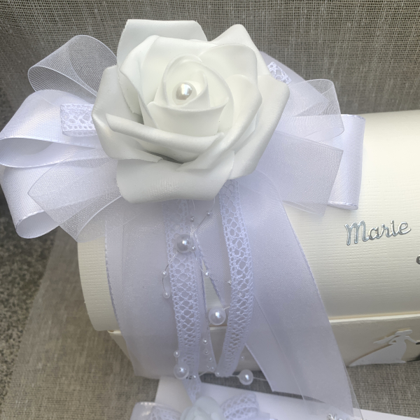 Personalisierte Geschenkbox f. Geldgeschenke Geldgeschenk + Karte zur Hochzeit Brautpaar weiß