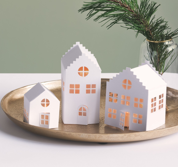 Lichthäuser-Set 3x Lichthaus aus Papier DIY Bastelset Weihnachtsdeko Advent Weihnachten Basteln Heyda Lichterdorf