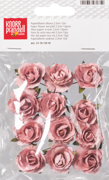 12 Papierrosen Papierblumen 2,5 cm 25 mm altosa Knorr Prandell