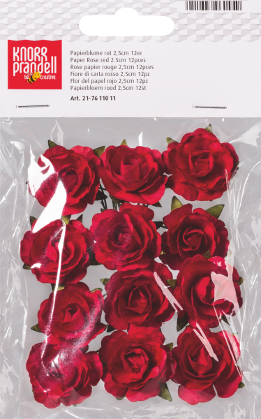 12 Papierrosen Papierblumen 2,5 cm 25 mm rot Knorr Prandell