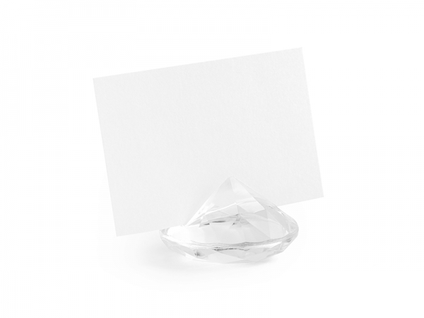10 x Diamant Tischkartenhalter transparent farblos 40 mm Tischdeko Hochzeit incl. Tischkarte!!!