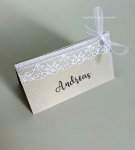 Tischkarte weiße Spitze Hochzeit taupe oder Kraft vintage mit oder ohne Druck