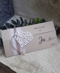 Einladungskarte zur Hochzeit vintage natural Kraft incl. Druck DINlang gefaltet