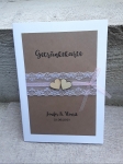 Menükarte Menü Getränkekarte Büffetkarte Hochzeit vintage A5 Kraft Spitze Holzherzen Klappkarte personalisiert