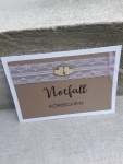 Schild Karte Notfallkörbchen vintage Hochzeit Spitze Kraft Karton Holzherzen einfach oder doppelt