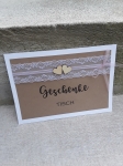 Schild Karte Geschenketisch vintage Hochzeit Spitze Kraft Karton Holzherzen einfach oder doppelt