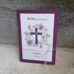 Einladungskarte Blumenkranz Kreuz berry B6 zur Taufe Kommunion Konfirmation