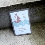 Einladungskarte Boot Schiff Mint Taufe Kommunion Konfirmation altrosa Kraft B6 taupe Mit Jesus im Boot