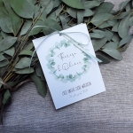 Gastgeschenk Blumensamen Eukalyptuskranz Papiertüte einfach greenery Hochzeit