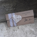 Einladungskarte zur Hochzeit vintage natural Kraft incl. Druck DINlang gefaltet