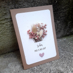 Besondere Glückwunschkarte Karte Trockenblumen Trockenblumenstrauß altrosa Schön, dass es dich gibt! B6 Kraft