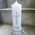 Personalisierte Taufkerze 25x6 weiss creme 25 x 7 cm silber Kommunionskerze 40x4 cm klassisch schlicht