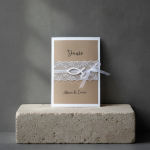 Danksagung Dankeskarte vintage Fisch Taufe Kommunion Konfirmation Herzchen Hochzeit A6 Kraft taupe