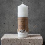 Moderne Hochzeitskerze vintage rustikal Spitze creme 25x8 cm weiss weiß Kraft